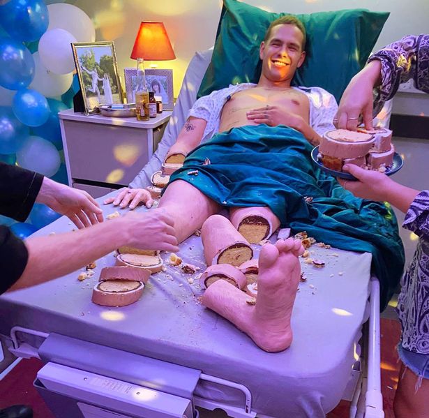 Man in hospital bed has people losing their minds as he’s actually made of cake