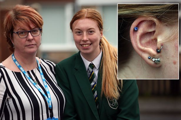 Teen banned from class over earring so stuck ‘even pliers can’t remove it’