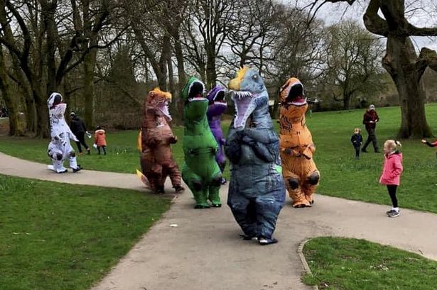 Mums dressed as dinosaurs forced to abandon park run after stranger calls police
