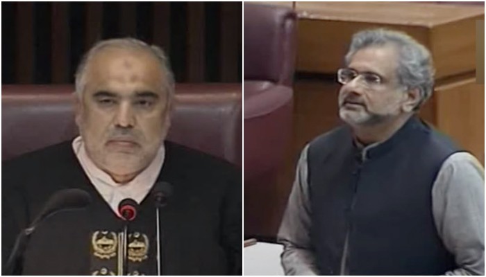 Watch: Former PM Shahid Khaqan Abbasi threatens to hit NA Speaker with shoe